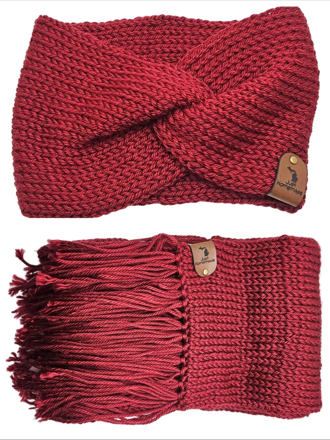 Just Homemade - Knitted Scarf / Twisted Headband Matching Set