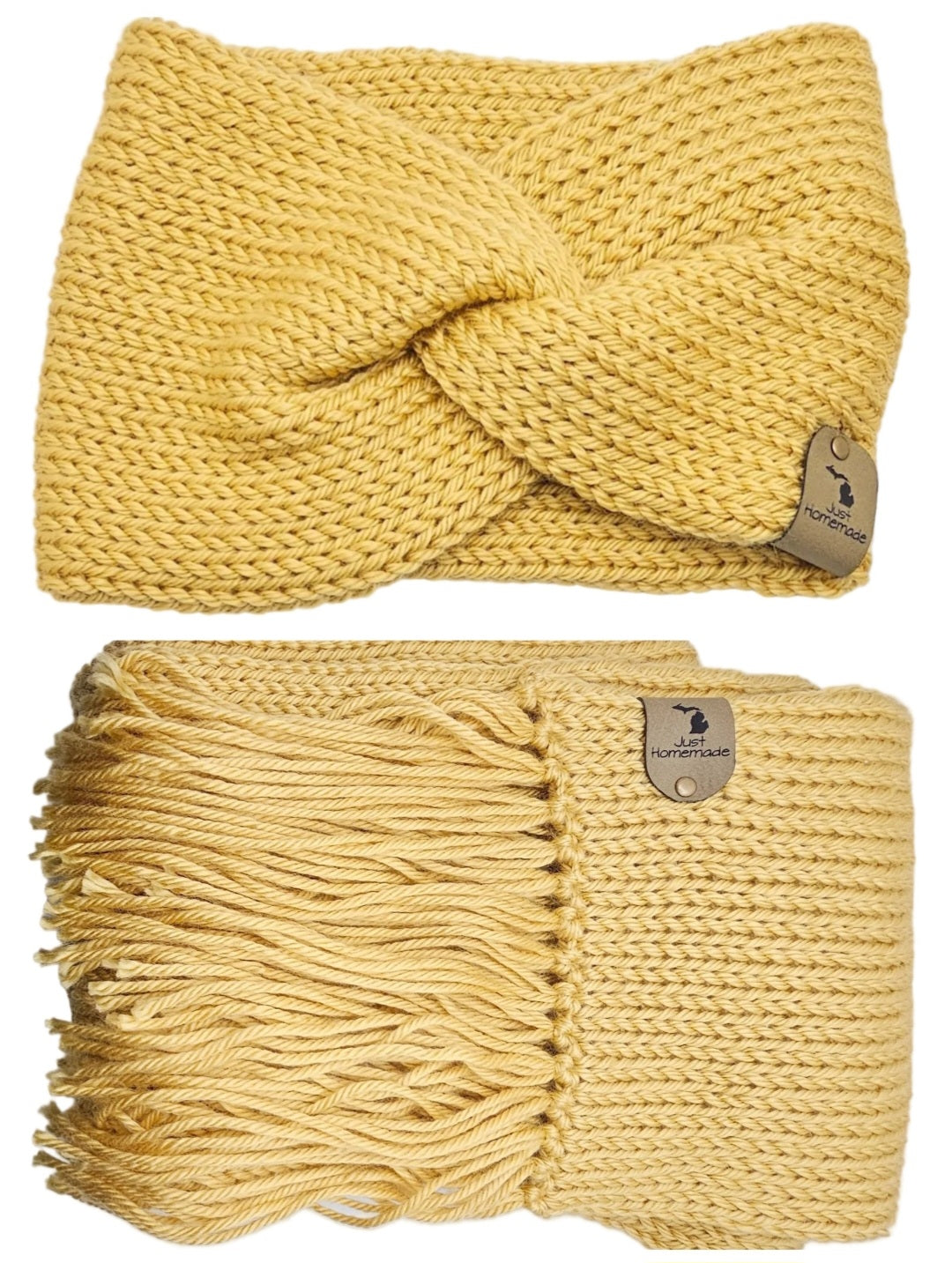 Just Homemade - Knitted Scarf / Twisted Headband Matching Set