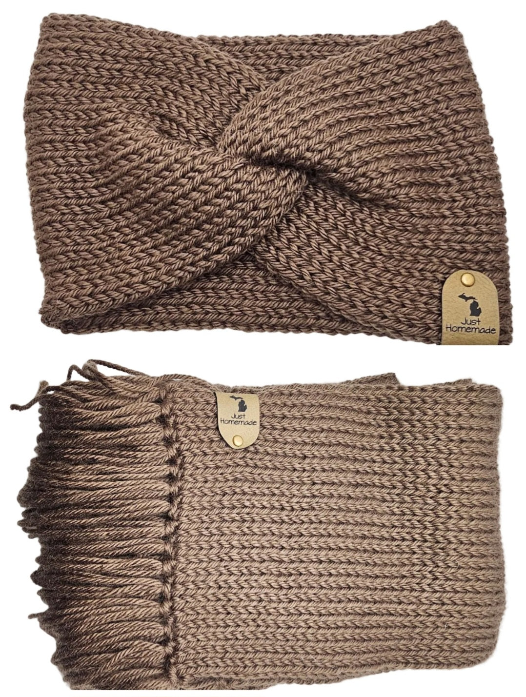 Just Homemade - Knitted Scarf / Twisted Headband Matching Set